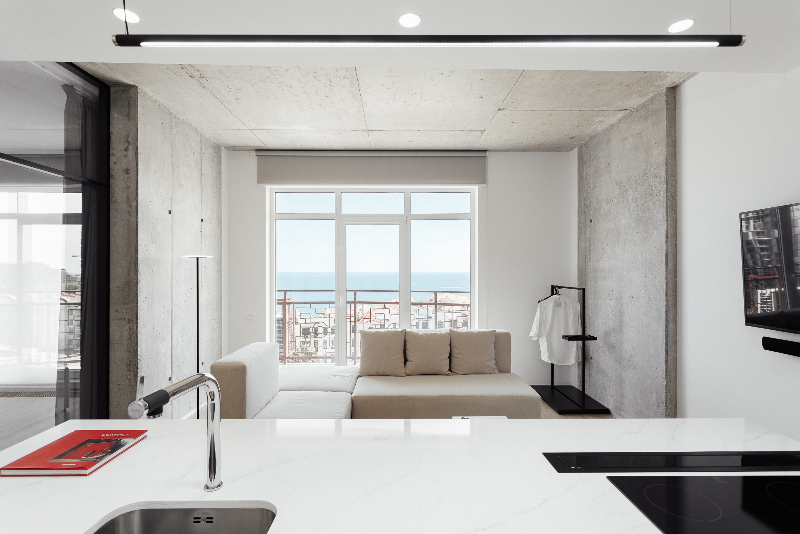 One-bedroom apartment with a panoramic sea view and a balcony